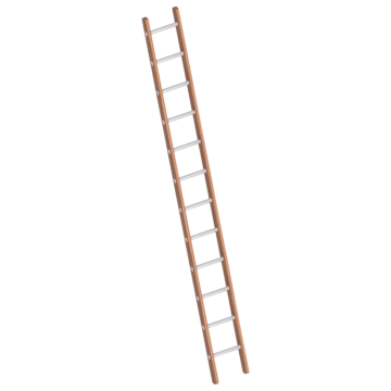 Alumínium és Rétegelt lemez támasztólétra (1029) - 1 x 12 fokos - 4,4 méter munkamagasság