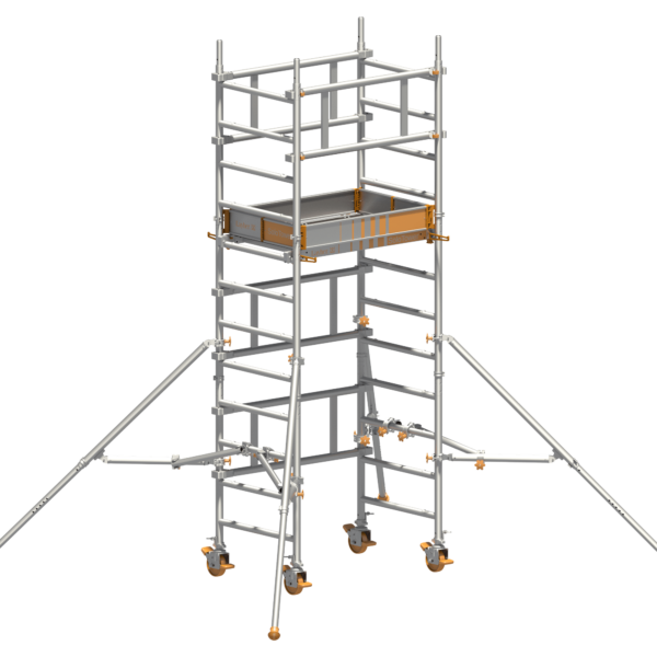 Kép 1/12 - SoloTower gurulóállvány - 4,15 méter munkamagasság - kitámasztóval